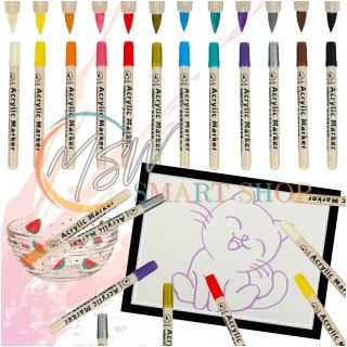 Markery akrylowe do tkanin kamieni pisaki flamastry mazaki wodoodporne DIY 12 szt.