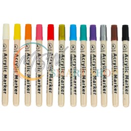 Markery akrylowe do tkanin kamieni pisaki flamastry mazaki wodoodporne DIY 12 szt.