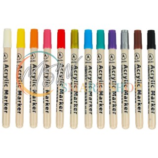 Markery akrylowe do tkanin kamieni pisaki flamastry mazaki wodoodporne DIY 12 szt.