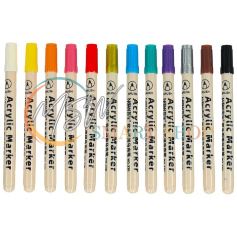 Markery akrylowe do tkanin kamieni pisaki flamastry mazaki wodoodporne DIY 12 szt.