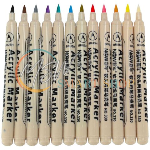 Markery akrylowe do tkanin kamieni pisaki flamastry mazaki wodoodporne DIY 12 szt.