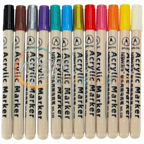 Markery akrylowe do tkanin kamieni pisaki flamastry mazaki wodoodporne DIY 12 szt.
