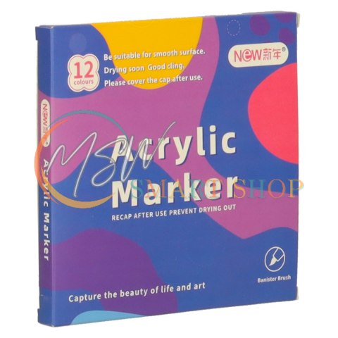 Markery akrylowe do tkanin kamieni pisaki flamastry mazaki wodoodporne DIY 12 szt.