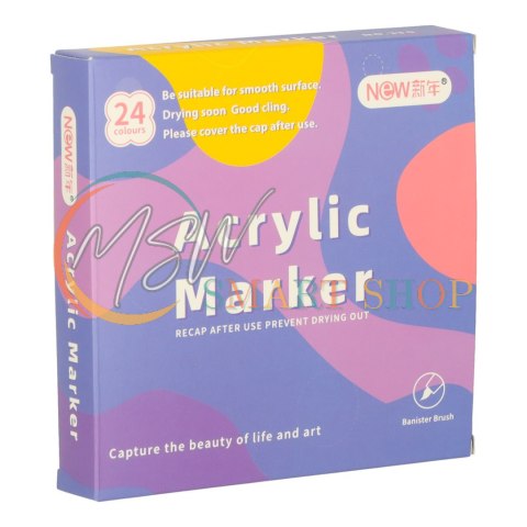 Markery akrylowe do tkanin kamieni pisaki flamastry mazaki wodoodporne DIY 24 szt.