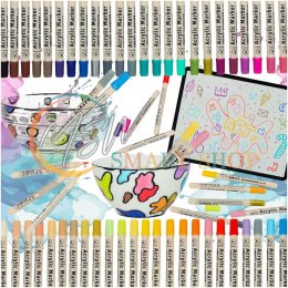 Markery akrylowe do tkanin kamieni pisaki flamastry mazaki wodoodporne DIY 48 szt.