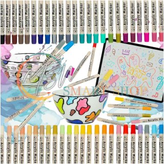 Markery akrylowe do tkanin kamieni pisaki flamastry mazaki wodoodporne DIY 48 szt.
