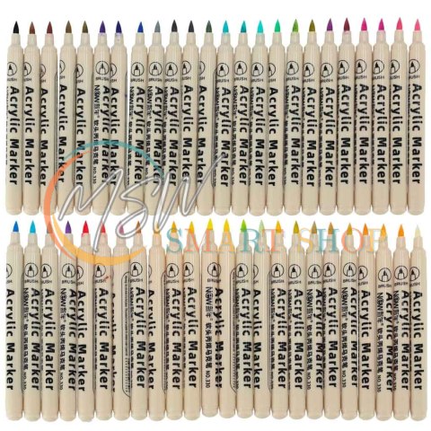 Markery akrylowe do tkanin kamieni pisaki flamastry mazaki wodoodporne DIY 48 szt.