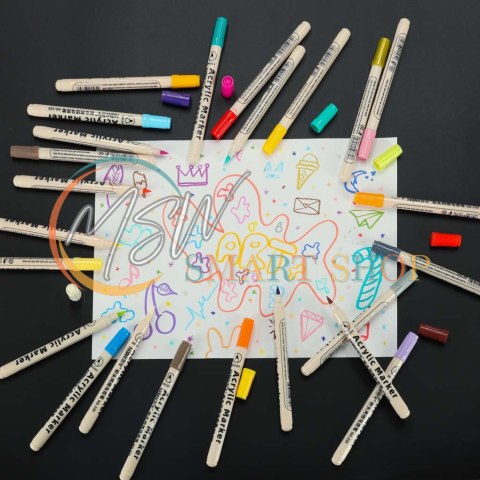 Markery akrylowe do tkanin kamieni pisaki flamastry mazaki wodoodporne DIY 48 szt.