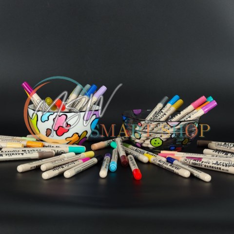 Markery akrylowe do tkanin kamieni pisaki flamastry mazaki wodoodporne DIY 48 szt.