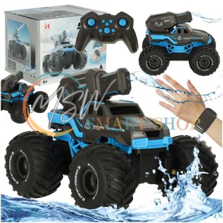 Samochód RC amfibia wodoodporny sterowany gestami ręką + 2 piloty niebieski