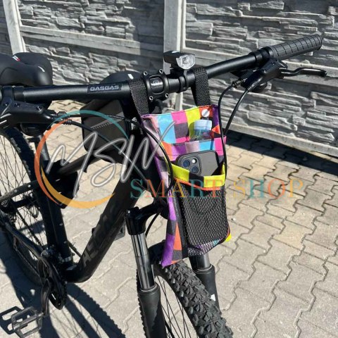 Torba na rower hulajnogę kierownicę telefon sakwa rowerowa kolorowa kratka