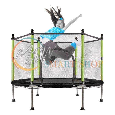 Trampolina ogrodowa dla dzieci siatka 140 cm zielona Trampolina ogrodowa dla dzieci siatka 140 cm zielona
