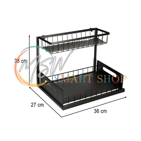 Organizer szafka półka kuchenna kosz pod zlew umywalkę wysuwana półka pojemnik 2-poziomowy metal