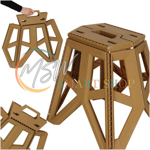 Taboret składany krzesełko turystyczne kempingowe przenośne 40 cm beżowy