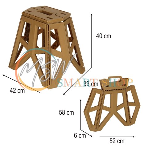 Taboret składany krzesełko turystyczne kempingowe przenośne 40 cm beżowy