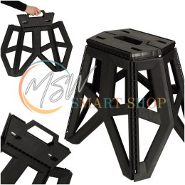 Taboret składany krzesełko turystyczne kempingowe przenośne 40 cm czarny