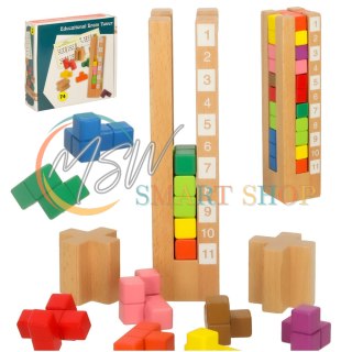 Klocki drewniane edukacyjne układanka Montessori kolorowe
