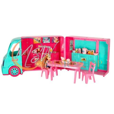 Samochód dla lalek kamper food truck zestaw 21 el.
