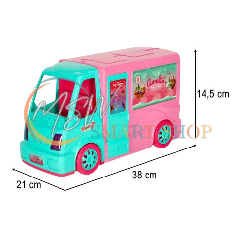 Samochód dla lalek kamper food truck zestaw 21 el.