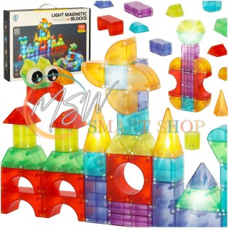 Klocki magnetyczne konstrukcyjne świecące elementy figury 3D 134 el.