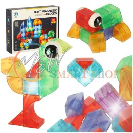 Klocki magnetyczne konstrukcyjne świecące elementy figury 3D 32el.