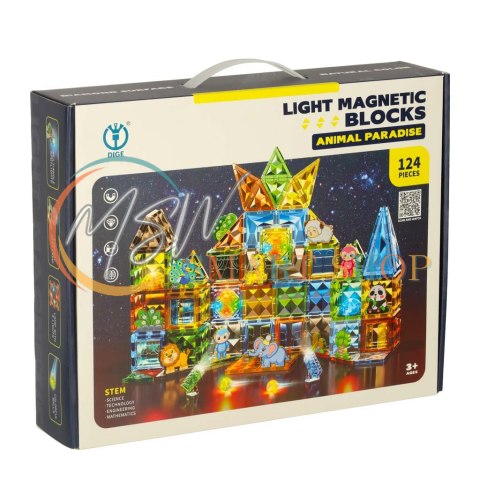 Klocki magnetyczne świecące 124 el.