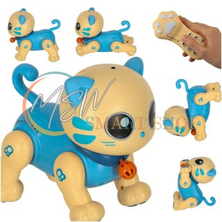 Kot kotek interaktywny zdalnie sterowany na pilota RC robot skacze niebieski