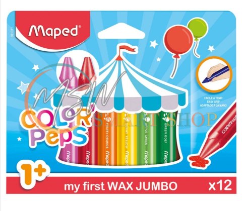 Kredki świecowe dla małych dzieci 1+ Maped 12 kolorów Kredki świecowe dla małych dzieci 1+ Maped 12 kolorów