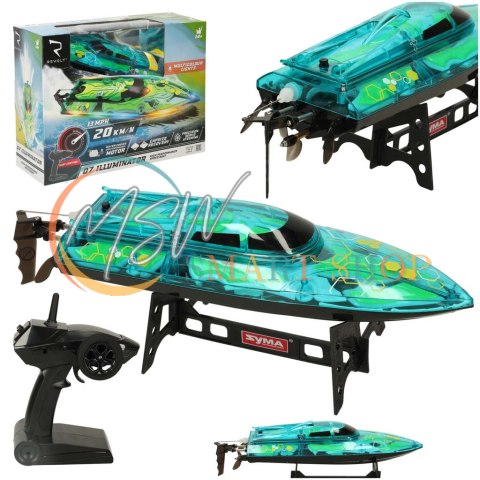 Motorówka zdalnie sterowana RC REVOLT Q7 Illuminator Szybka Łódź 20km/h Zasięg 150m 2.4GHz Silnik Chłodzony Wodą LED Auto-Reset Motorówka zdalnie sterowana RC REVOLT Q7 Illuminator Szybka Łódź 20km/h Zasięg 150m 2.4GHz Silnik Chłodzony Wodą LED Auto-Reset