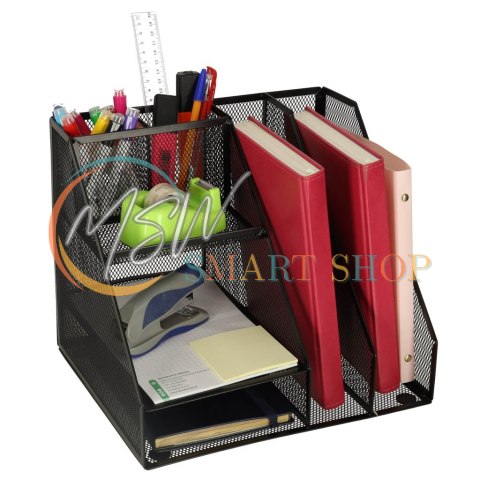 Organizer przybornik na biurko biurkowy duży A4 metalowy 7 komór Organizer przybornik na biurko biurkowy duży A4 metalowy 7 komór