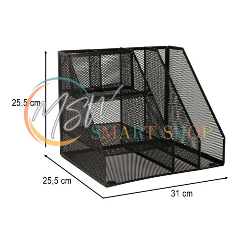 Organizer przybornik na biurko biurkowy duży A4 metalowy 7 komór Organizer przybornik na biurko biurkowy duży A4 metalowy 7 komór