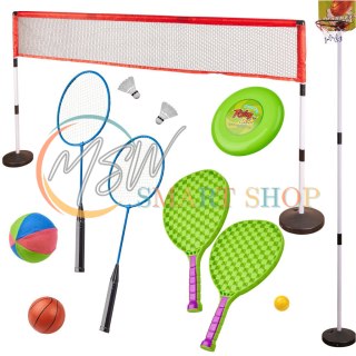Zestaw sportowy 5w1 badminton koszykówka siatkówka tenis frisbee