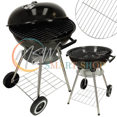 Grill ogrodowy węglowy na brykiet zamykany z pokrywą wentylacją i półką Grill ogrodowy węglowy na brykiet zamykany z pokrywą wentylacją i półką