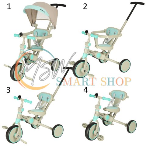 Rowerek trójkołowy TRIKE FIX V4 rower spacerówka rowerek biegowy 6w1 szary niebieski