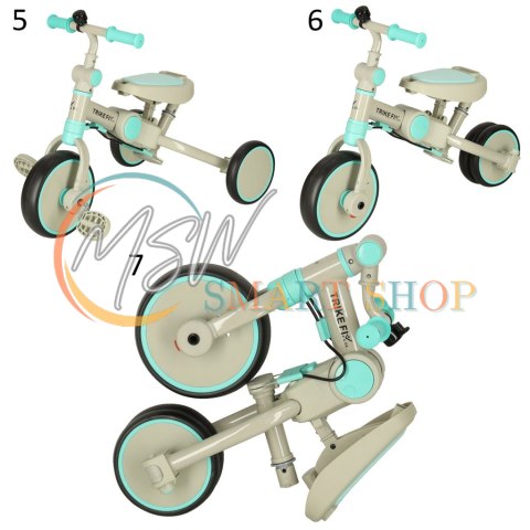 Rowerek trójkołowy TRIKE FIX V4 rower spacerówka rowerek biegowy 6w1 szary niebieski
