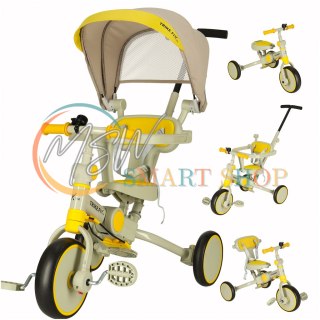 Rowerek trójkołowy TRIKE FIX V4 rower spacerówka rowerek biegowy 6w1 szary żółty