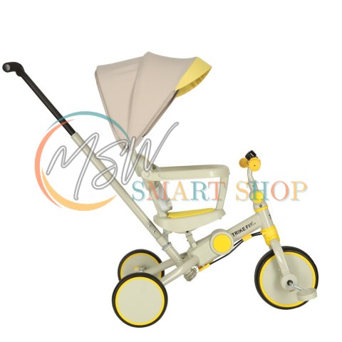 Rowerek trójkołowy TRIKE FIX V4 rower spacerówka rowerek biegowy 6w1 szary żółty