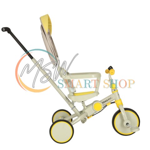 Rowerek trójkołowy TRIKE FIX V4 rower spacerówka rowerek biegowy 6w1 szary żółty