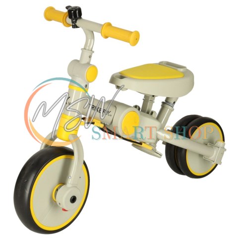 Rowerek trójkołowy TRIKE FIX V4 rower spacerówka rowerek biegowy 6w1 szary żółty