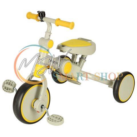 Rowerek trójkołowy TRIKE FIX V4 rower spacerówka rowerek biegowy 6w1 szary żółty