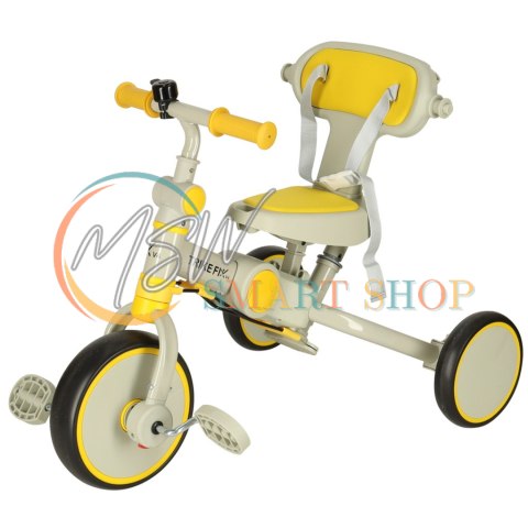 Rowerek trójkołowy TRIKE FIX V4 rower spacerówka rowerek biegowy 6w1 szary żółty