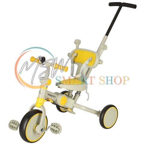 Rowerek trójkołowy TRIKE FIX V4 rower spacerówka rowerek biegowy 6w1 szary żółty