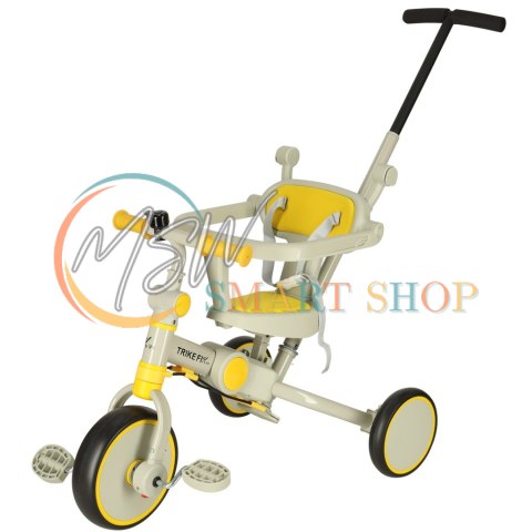 Rowerek trójkołowy TRIKE FIX V4 rower spacerówka rowerek biegowy 6w1 szary żółty