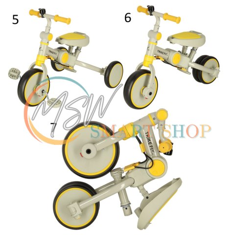 Rowerek trójkołowy TRIKE FIX V4 rower spacerówka rowerek biegowy 6w1 szary żółty