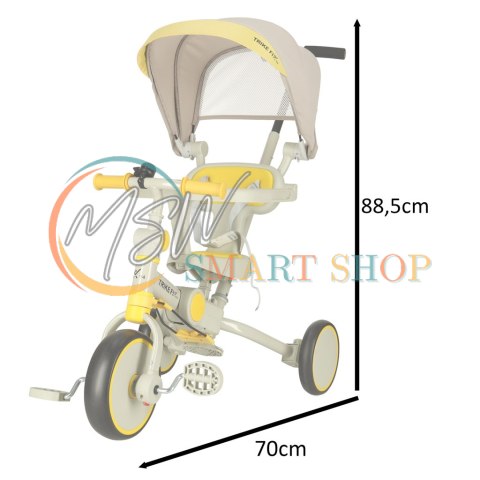 Rowerek trójkołowy TRIKE FIX V4 rower spacerówka rowerek biegowy 6w1 szary żółty