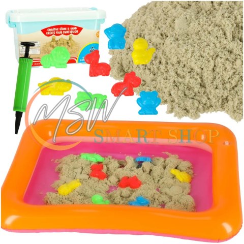 Piasek Kinetyczny w wiaderku 1kg foremki beżowy