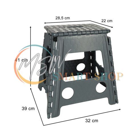 Stołek taboret składany antypoślizgowy 39cm ciemny szary