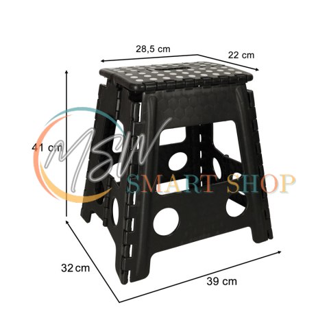 Stołek taboret składany antypoślizgowy 39cm czarny