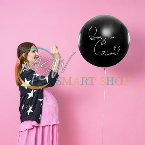 Balon Gender Reveal Chłopiec czy dziewczynka niebieskie konfetti 100cm Balon Gender Reveal Chłopiec czy dziewczynka niebieskie konfetti 100cm