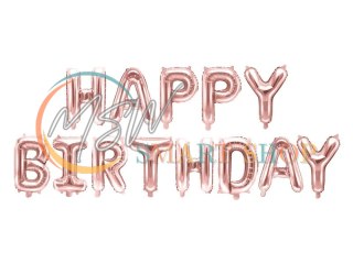 Balon foliowy dekoracja urodzinowa Happy Birthday różowe złoto 340cm x 35cm